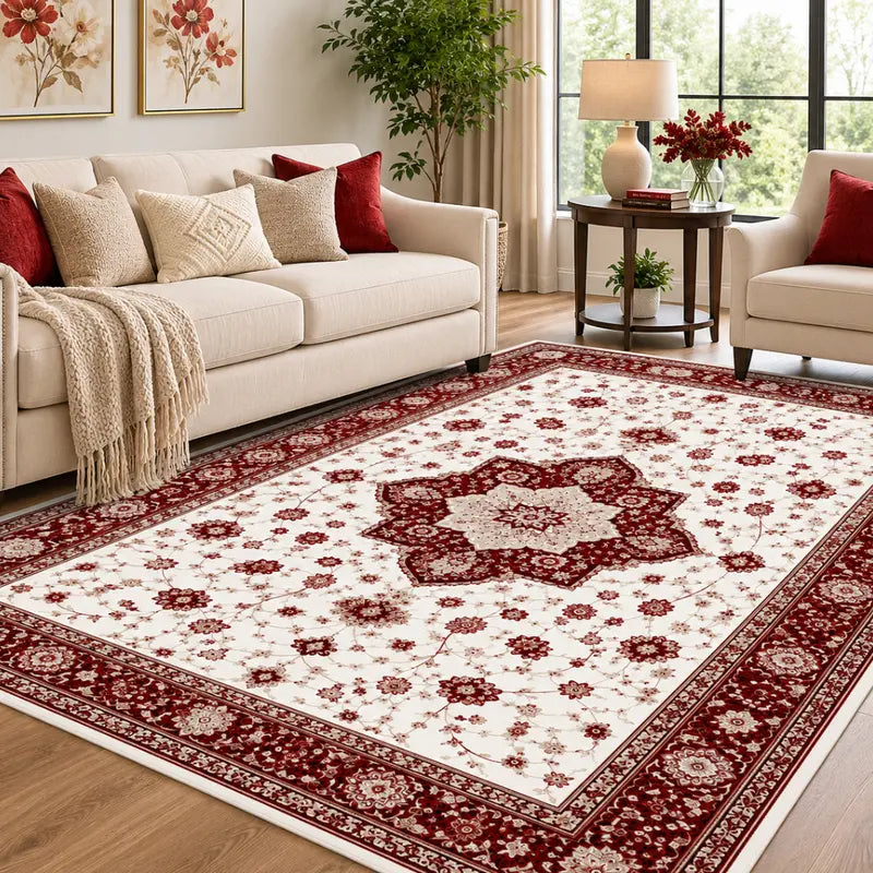 8×10 ft Washable Indoor-Outdoor Area Rug with Non-Slip TPR Backing