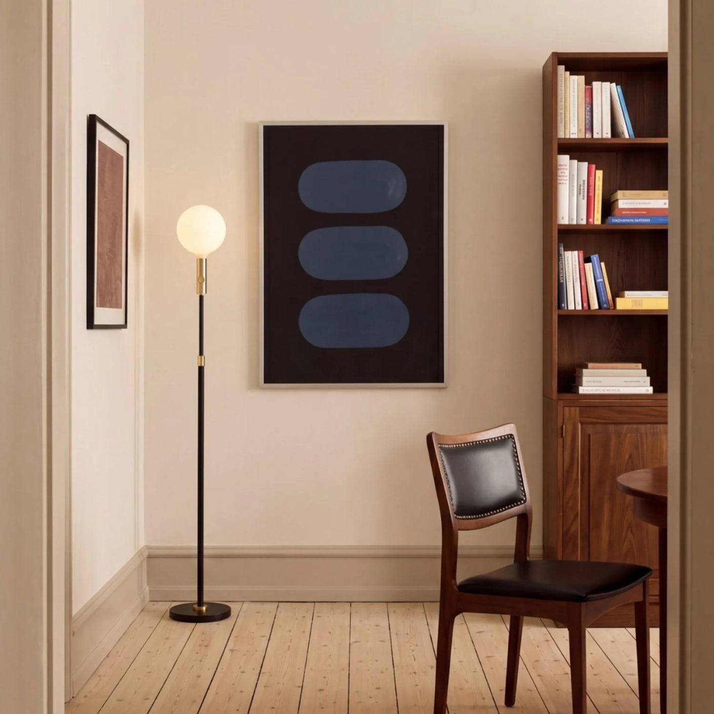 Poise Adjustable Floor Lamp in Brass + Sphere V