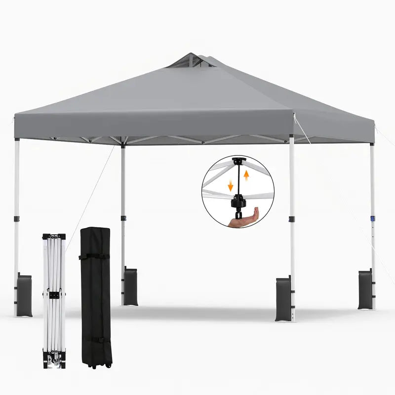 10×10-Foot Pop-Up Canopy Tent with One-Touch Setup, Sandbags & Convenient Roller Bag