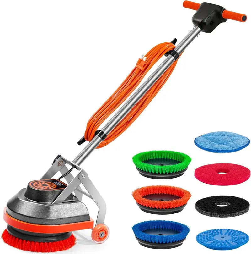 Professional Floor Scrubbing Machine  Brush & Pad System for Deep Cleaning Hard Surfaces and Carpets