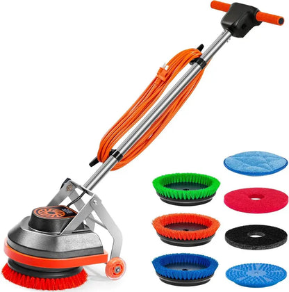 Professional Floor Scrubbing Machine  Brush & Pad System for Deep Cleaning Hard Surfaces and Carpets