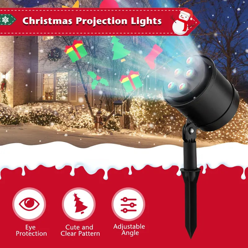 Rotating Christmas Projection Light with 65-Degree Adjustable Tilt and Seasonal Patterns