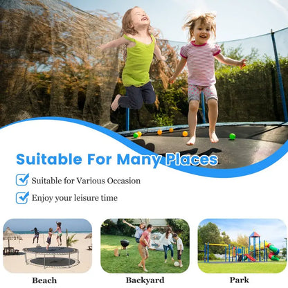 SEGMART 10Ft Kids Trampoline with Enclosure, Ladder &amp; Basketball Hoop  Blue, Weather-Resistant Steel