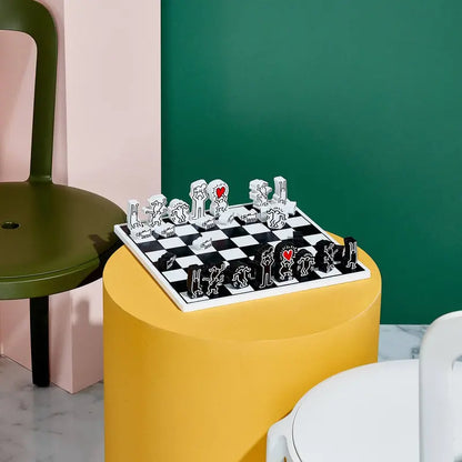 Keith Haring Illustrated Wooden Chess Set