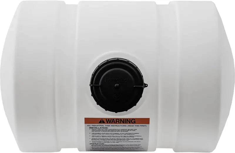 550-Gallon Horizontal Polyethylene Water Tank  USA-Made, Rustproof Reservoir with Legs for Potable & Non-Flammable Liquids