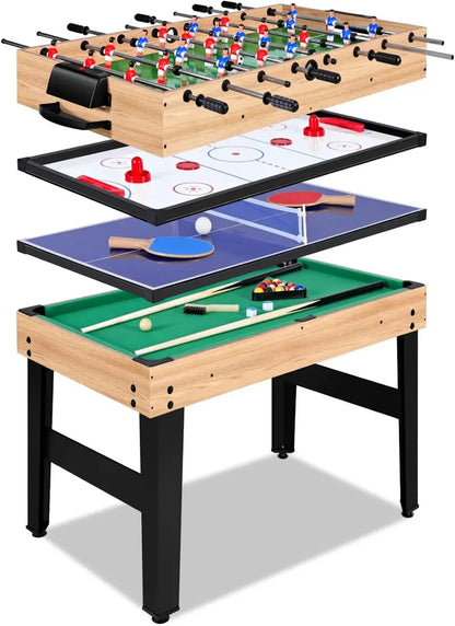 48-Inch 12-in-1 Combo Game Table  Multi-Function Ping Pong, Foosball, Air Hockey & Pool Table with Accessories for Family Entertainment