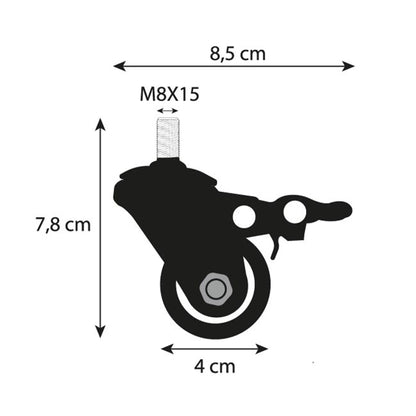ROUES en acier pour Bureau Assis Debout KQUEO (x4)