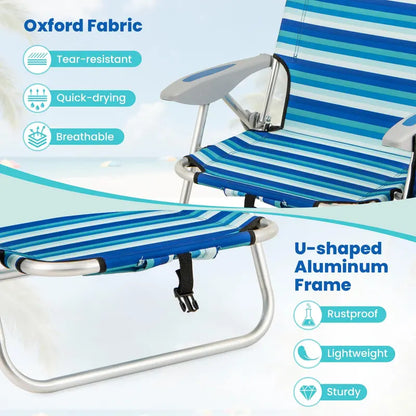 High-Capacity Backpack Folding Chair  330 lb Support, Four-Position Recline & Adjustable Headrest