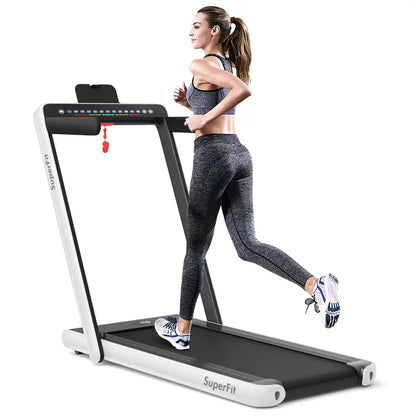 Dual-Display Under-Desk Folding Treadmill  2.25HP Superfit Compact Exercise Pad