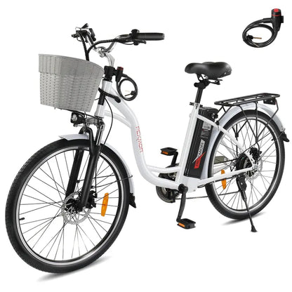 PEXMOR 26-Inch Cruiser E-Bike  350W Motor (500W Peak), 36V/12.5Ah Removable Battery, Shimano 6-Speed