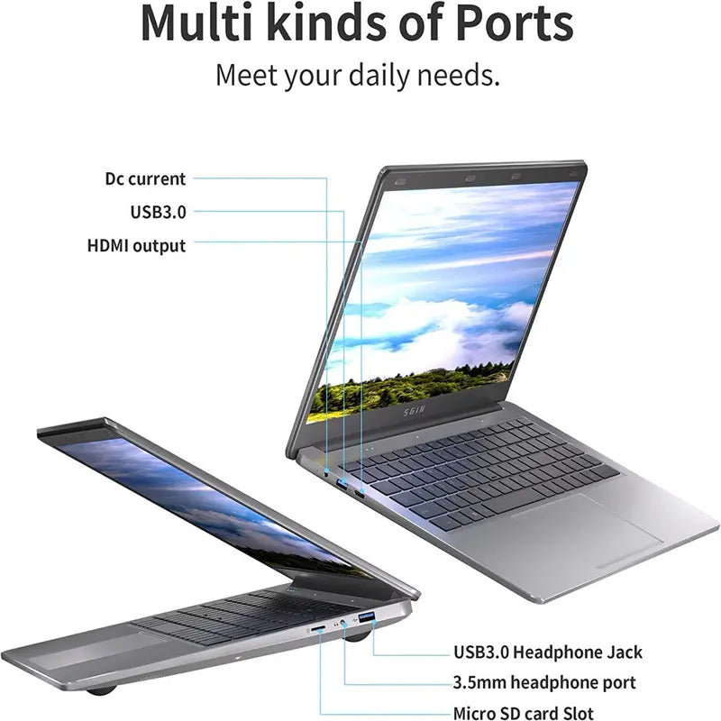 SGIN 15.6Inch Laptop 4GB DDR4 128GB SSD Windows 11 with 4 Core Intel Celeron, Full HD 1920X1080