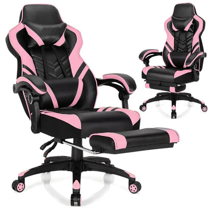Ergonomic Gaming Chair with Built-In Footrest and Customizable Lumbar Support
