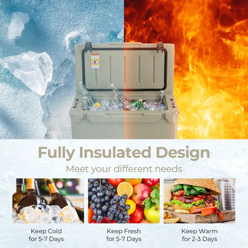 Heavy-Duty Insulated Hard-Sided Cooler with Portable Handles