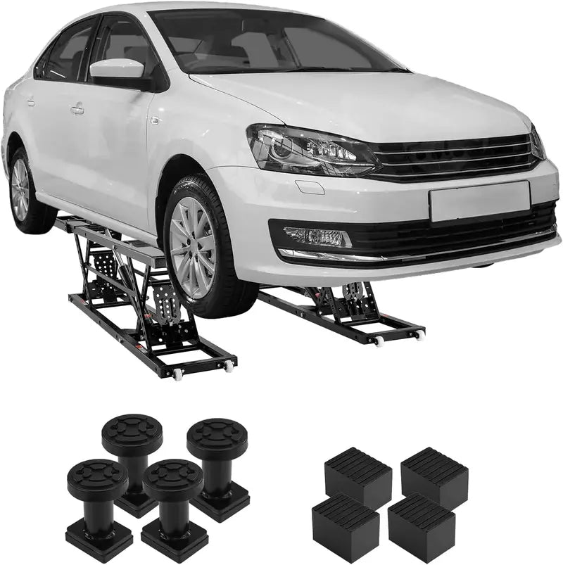 Heavy-Duty Portable Car Lift  7,000 lb Capacity with Extended Runway Plates & 26.8″ Max Lift Height for Home Garage or Workshop