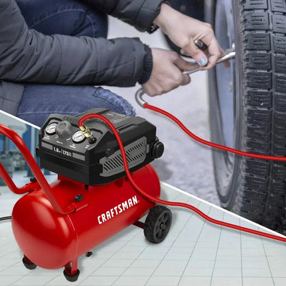 10-Gallon Oil-Free Air Compressor  1.8 HP, 175 PSI, 4.0 CFM@90 PSI, Portable w/ Large Wheels