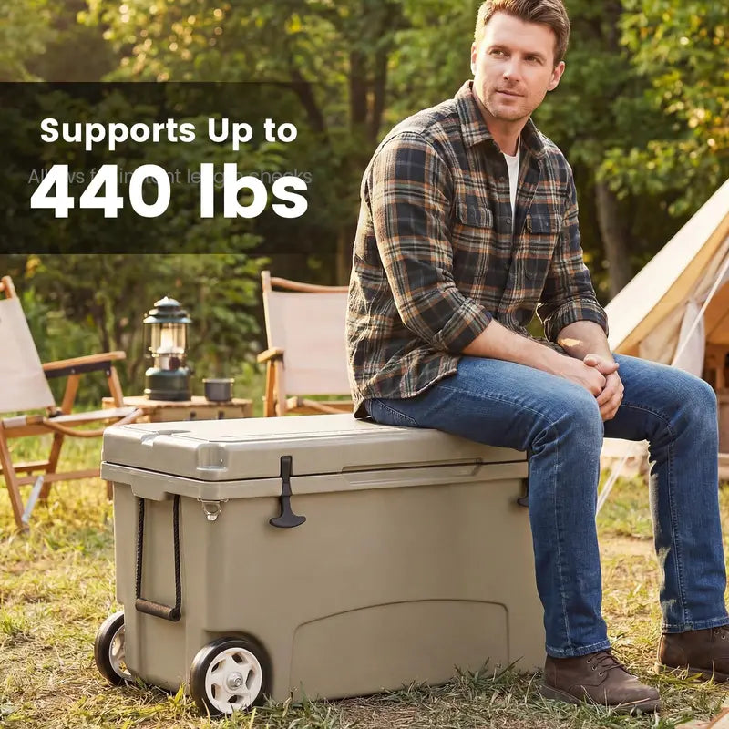 75-Quart Heavy-Duty Portable Cooler  Extended Ice Life, Durable Wheels & Telescoping Handle