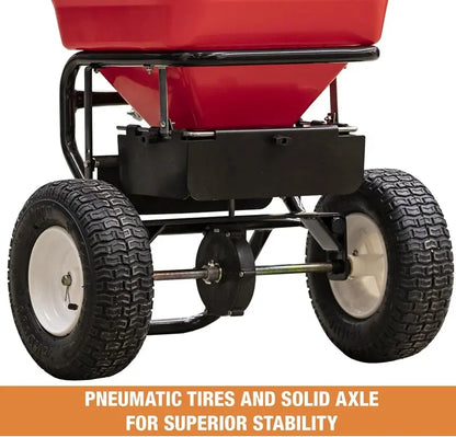 Adjustable Walk-Behind Broadcast Spreader  100-Lb Capacity for Seed, Fertilizer, Salt, and Ice Melter
