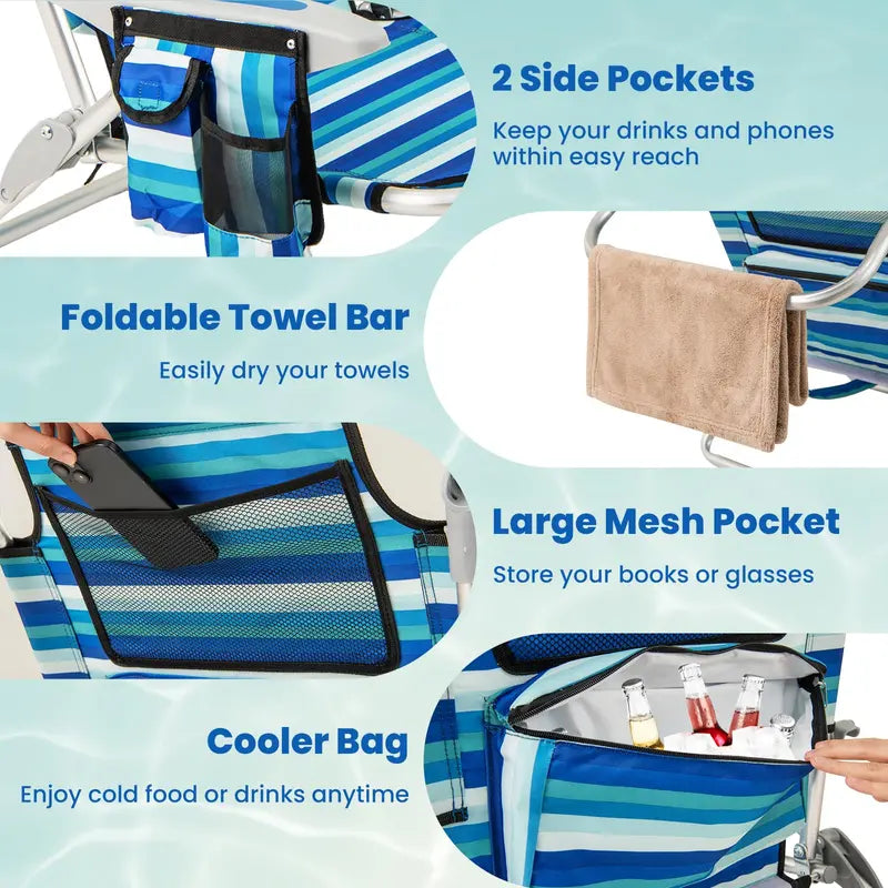 High-Capacity Backpack Folding Chair  330 lb Support, Four-Position Recline & Adjustable Headrest