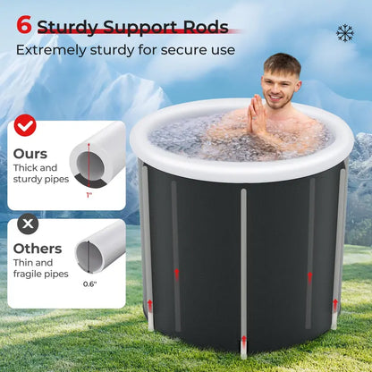 Portable Inflatable Ice Bath Tub with Insulated Cover and Six Stabilizing Support Rods