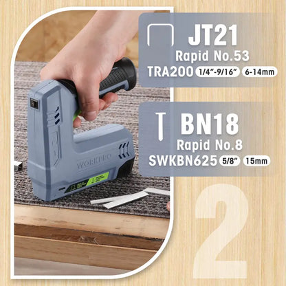 WORKPRO 3.6V Cordless 2-in-1 Staple & Nail Gun  Compact Battery-Powered Fastener Tool