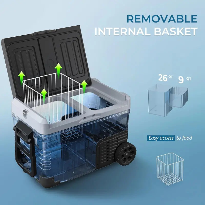 EUHOMY 53-Quart (50L) 12V/24V Portable Electric Freezer  High-Capacity DC Compressor Cooler for Travel and Off-Grid Use