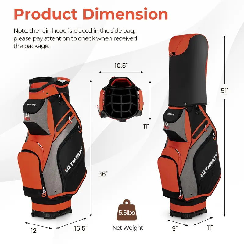 Lightweight 14-Way Golf Cart Bag with Full-Top Organizer Compartments