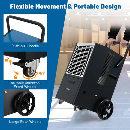 163-Pint Commercial Dehumidifier  Heavy-Duty Unit with Drain Pump & Hose, Ideal for 4,500 Sq. Ft Spaces