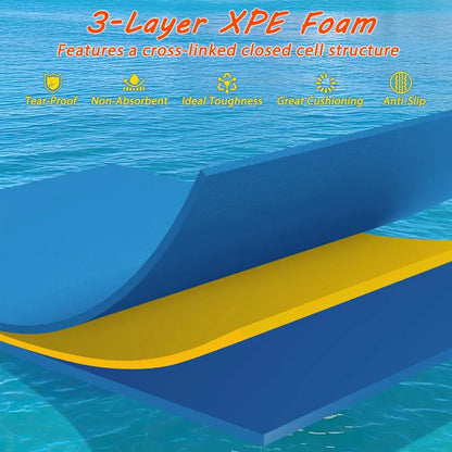 87-by-36-Inch Floating Water Mat with Rolling Pillow Design  Lily Pad Style