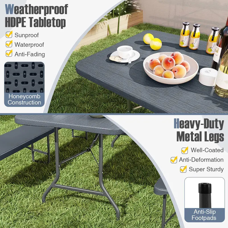 6-Foot All-Purpose Plastic Folding Table  350 lb Capacity, HDPE Top for Indoor & Outdoor Settings