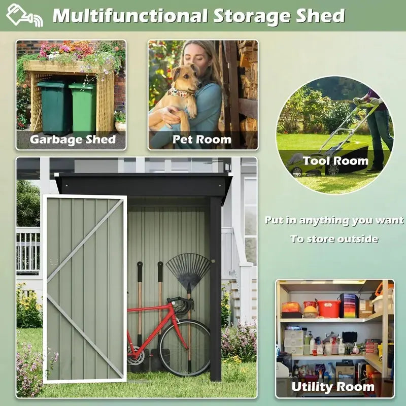 Devoko Lockable Steel Garden Shed  Corrosion-Resistant Outdoor Storage House for Tools and Equipment