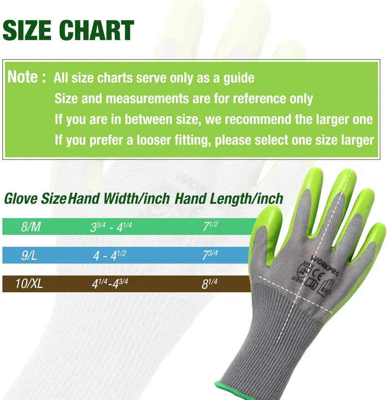 WORKPRO Garden Work Gloves  6 Pairs with Eco-Friendly Latex Palm Coating