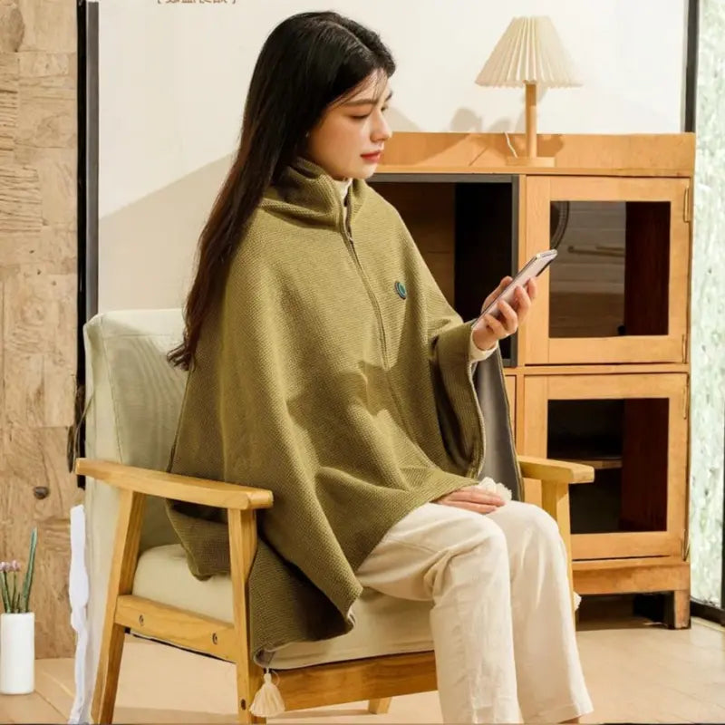 Wearable Heated Shawl  USB-Powered Warm Wrap for Comfort & Mobility