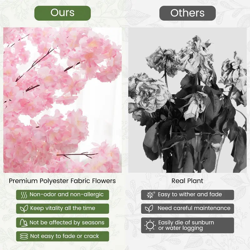 6.5-Foot Artificial Cherry Blossom Tree  Pink Blooming Faux Plant in Cement Planter