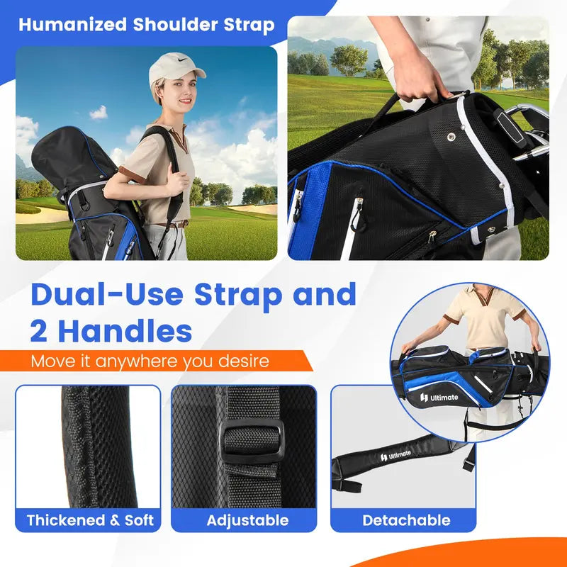 14-Way Divided Golf Cart Bag, Lightweight All-Terrain Carry Bag for Men and Women