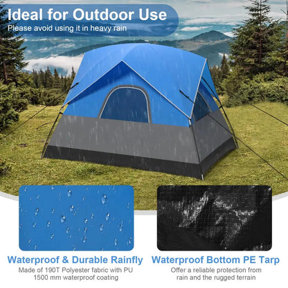 2-3 Person Waterproof Dome Camping Tent with Removable Rainfly and Windproof Design
