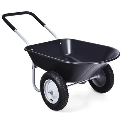 Dual-Wheel Heavy-Duty Garden Utility Cart  330-Pound Capacity All-Terrain Wheelbarrow