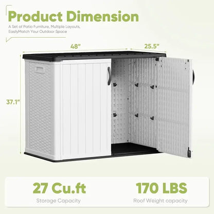 Devoko Heavy-Duty Outdoor Storage Cabinet — 26-Cubic-Foot Lockable Horizontal Shed with Waterproof Build