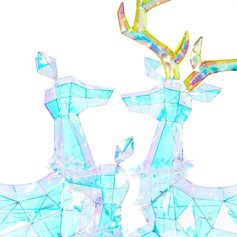 Holiday 3-Piece LED Prismatic Deer Family Set  Buck, Doe & Fawn for Indoor/Outdoor Decor