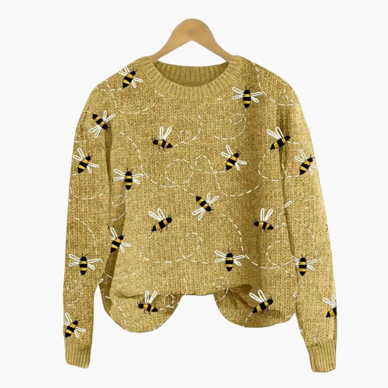 Women’s Long-Sleeve Bee-Embellished Knit Sweater