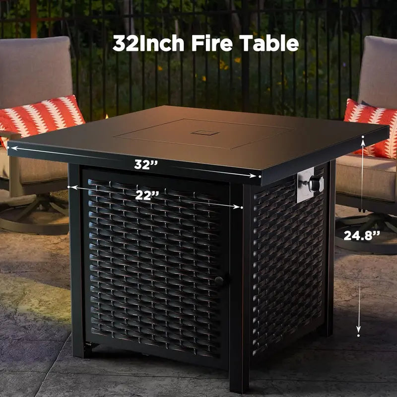 50,000 BTU Propane Fire Pit Table  Modern Gas-Powered Outdoor Heat & Ambiance