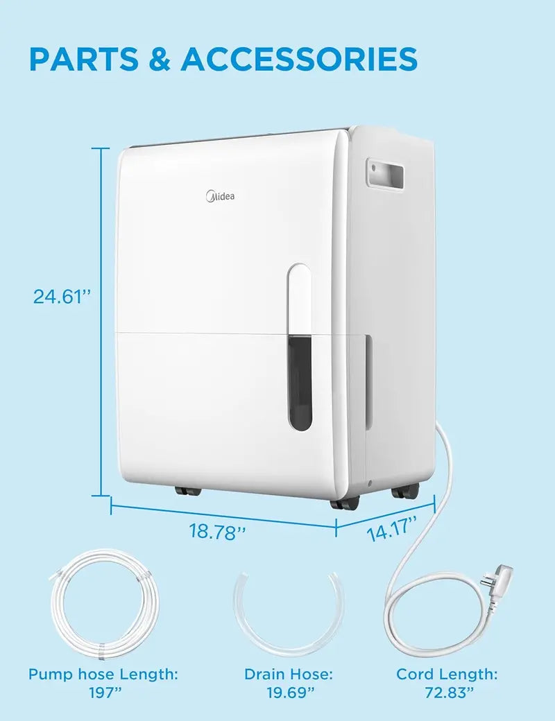 Energy StarCertified 50-Pint Dehumidifier  Efficient 4,500 Sq. Ft. Coverage for Basements, Bathrooms & Large Rooms