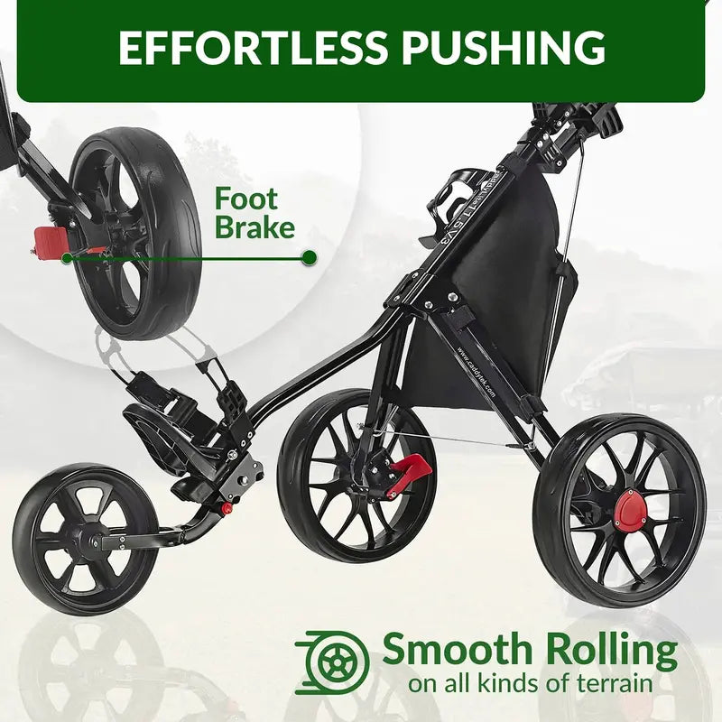 Caddytek CaddyLite 11.5 V3 3-Wheel Golf Push Cart with Umbrella & Beverage Holder, Foot Brake, All-Terrain Tires