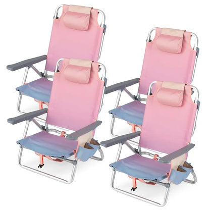 Lightweight Backpack-Friendly Reclining Beach Chairs (Set of 2 or 4)