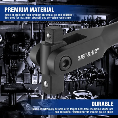 WORKPRO 16-Inch Dual-Drive Breaker Bar — 360° Rotatable Head for 3/8″ and 1/2″ Drives