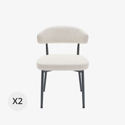 Lot de 2 chaises de salle   manger en tissu bouclette blanche & m tal noir Mona