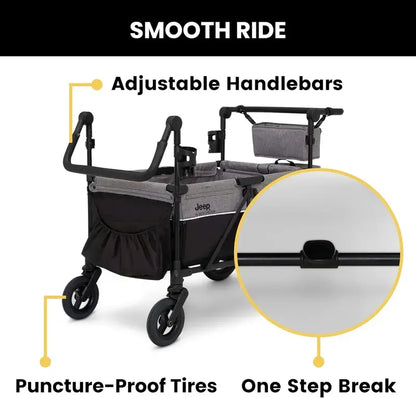 Delta Children Jeep Wrangler Quad Stroller Wagon  Premium 4-Seat All-Terrain Pull Wagon for Kids