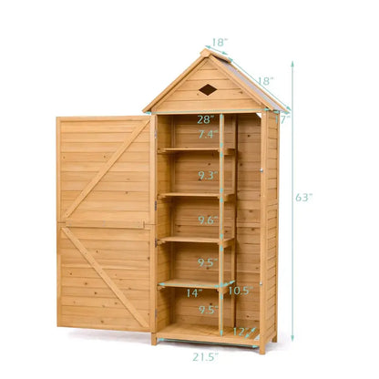 Lockable 63-Inch Outdoor Storage Shed  Galvanized Roof Garden Cabinet with Five Adjustable Shelves & Tool Organization Space