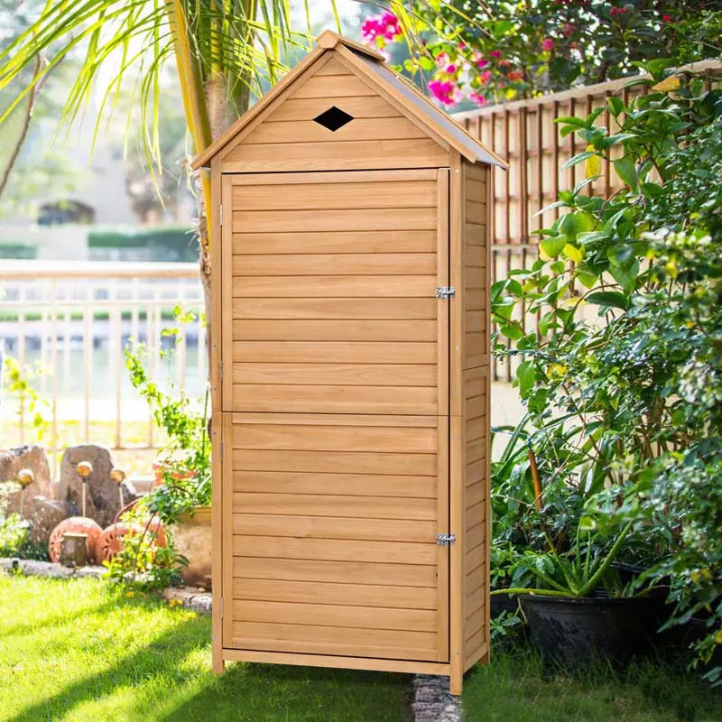 Lockable 63-Inch Outdoor Storage Shed  Galvanized Roof Garden Cabinet with Five Adjustable Shelves & Tool Organization Space