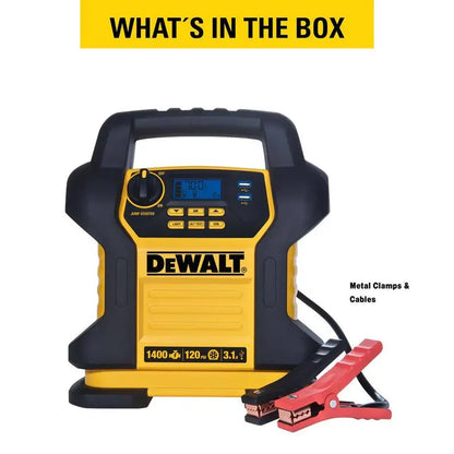 DW Portable Jump Starter with Air Compressor  1400 Peak Amp Lithium Power Bank with Digital Display