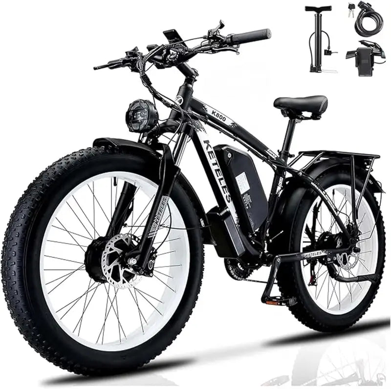 KETELES 4000W Dual-Motor Fat-Tire Electric Mountain Bike  26″, 48V/23Ah Removable Battery, UL 2849 Certified
